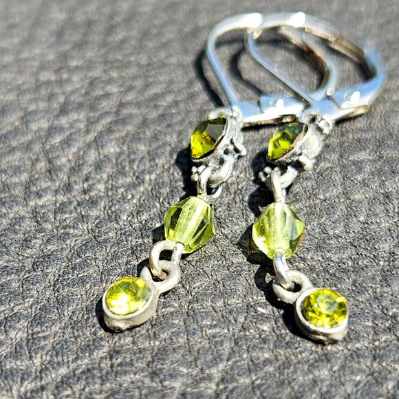Delicate Peridot Drop Earrings - Picture 4 of 5